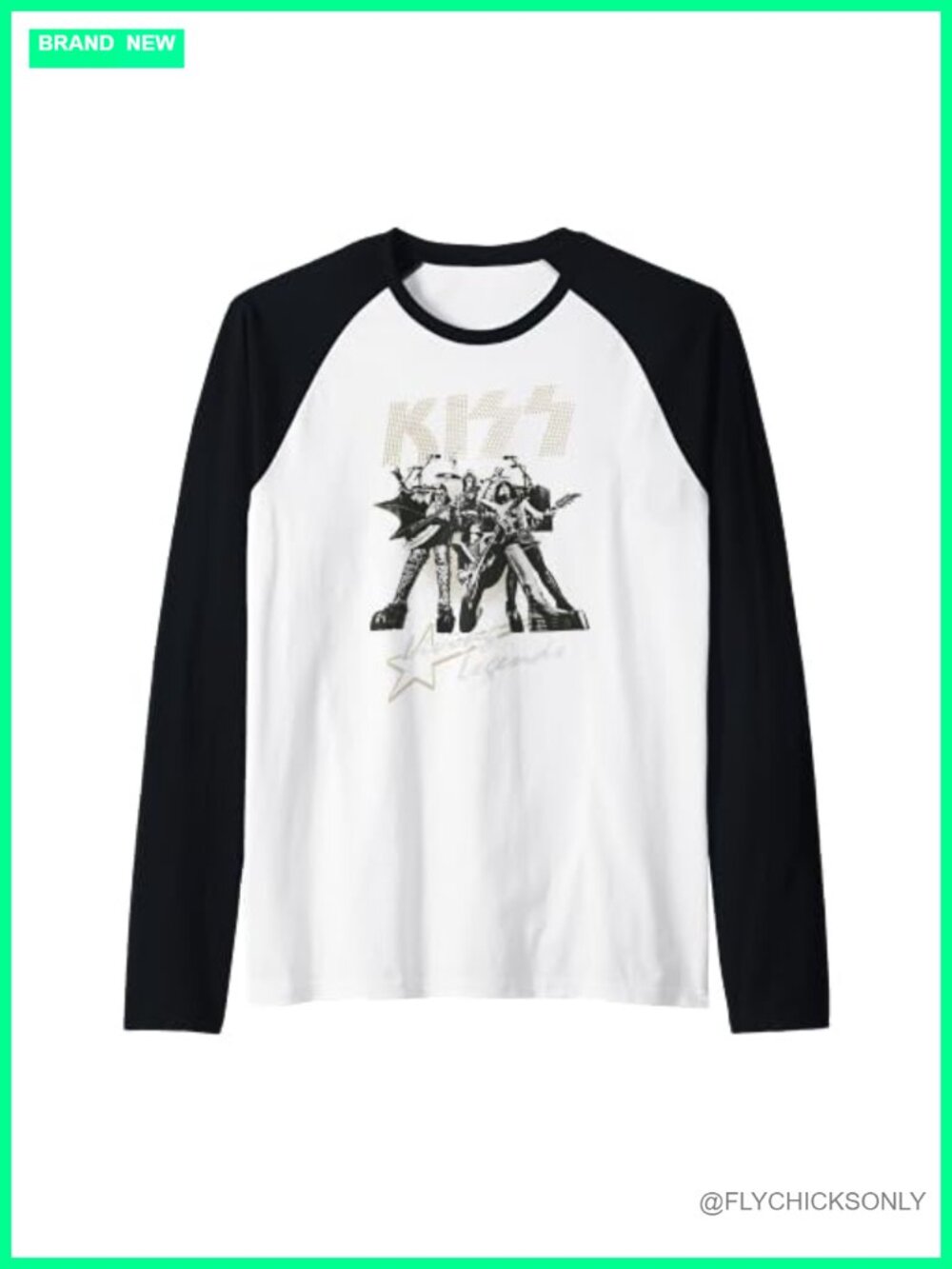 KISS Lightning Legends Raglan Baseball Graphic Tee Band Merch
